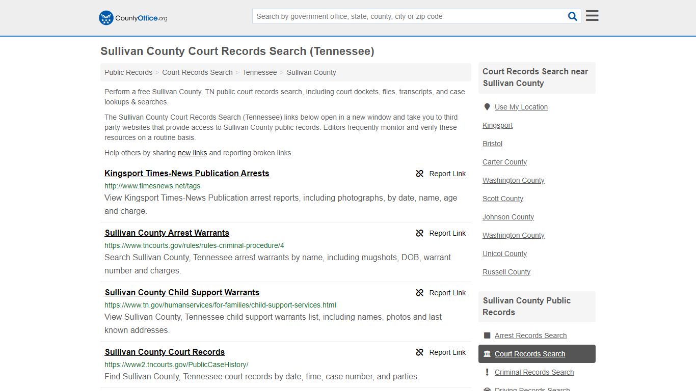 Sullivan County Court Records Search (Tennessee) - County Office